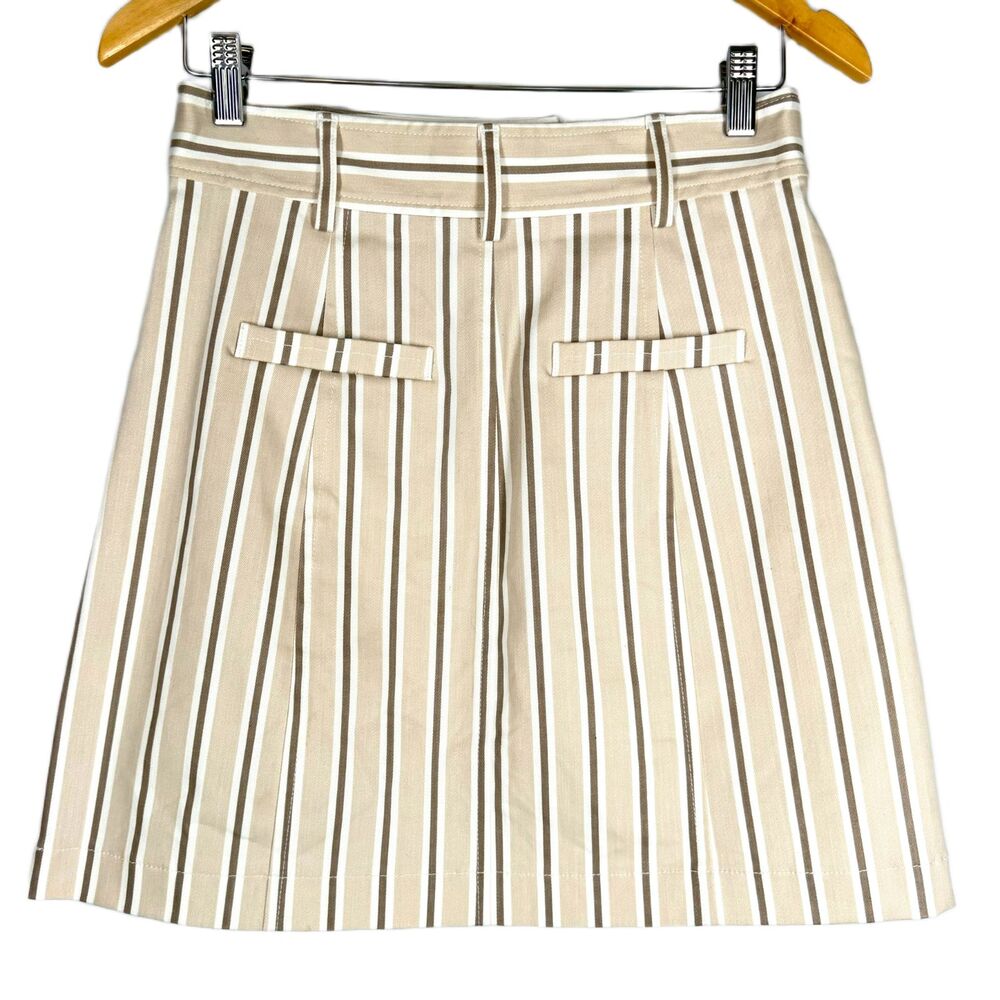PEARL by Lela Rose Skirt NEW Size 4 Beige Brown White Stripes Mini Stretch NWT - Picture 5 of 7